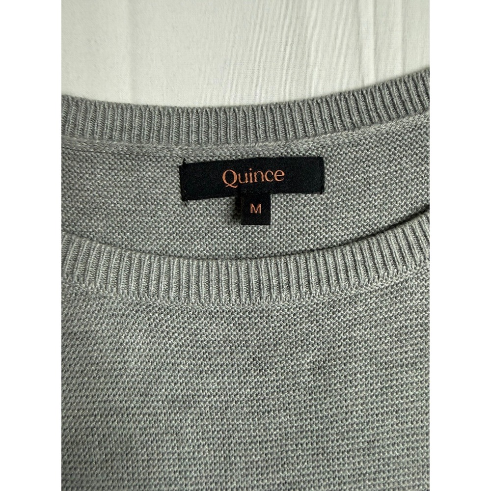 Quince Lightweight Cotton Cashmere Link-Stitch Dolman Heather Gray Women's M - Picture 3 of 9